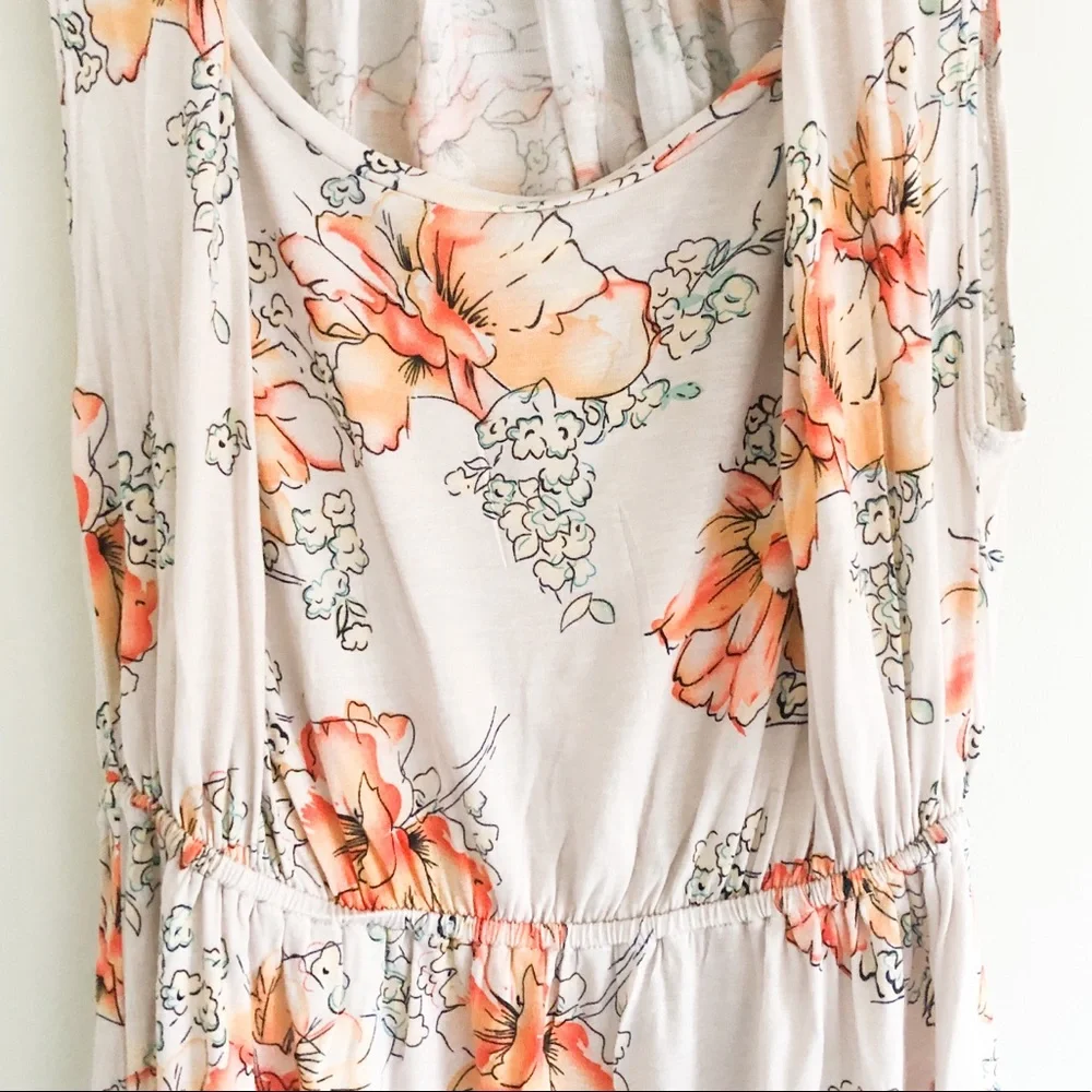 Free People Orange Floral Jersey Dress